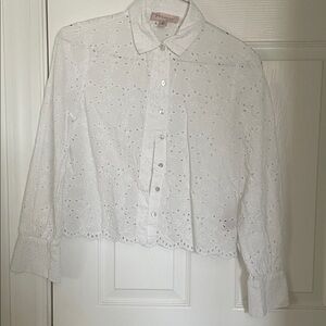 Philosophy White Eyelet Button Down Shirt